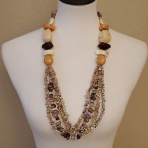 Chunky Multi-strand Stone Bead Necklace